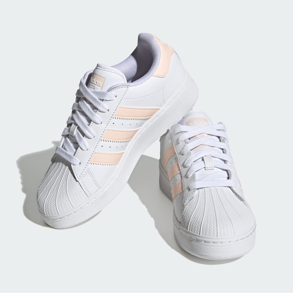 adidas Women’s White Sneakers with Pale Pink Stripes